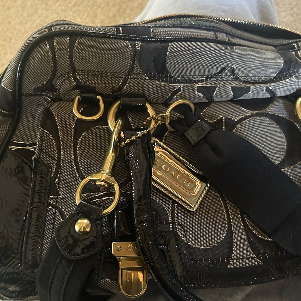 Coach Black and Gray Signature Satchel - Picture 4 of 4